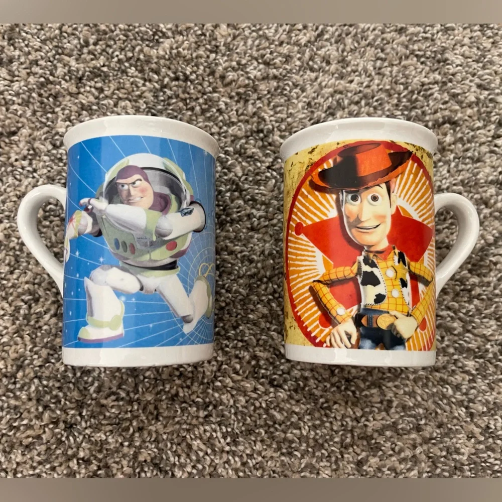 Disney Pixar Toy Story Sheriff Woody & Buzz Lightyear Coffee Mugs Set of 2